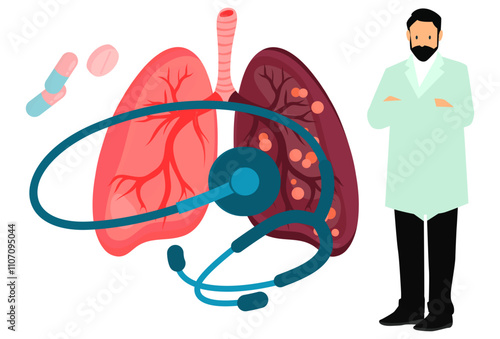 Lungs Concept Illustration Stylish and Beautiful