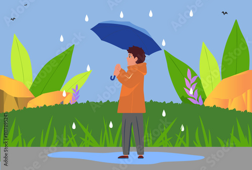 Raining Concept Illustration Stylish and Beautiful