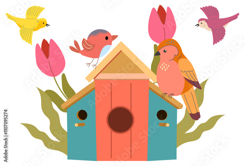 Bird House Concept Illustration Stylish and Beautiful