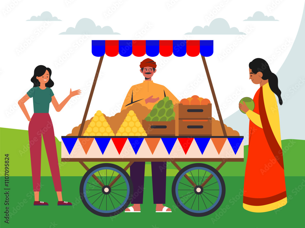 Obraz premium Fruit Stall Concept Illustration Stylish and Beautiful