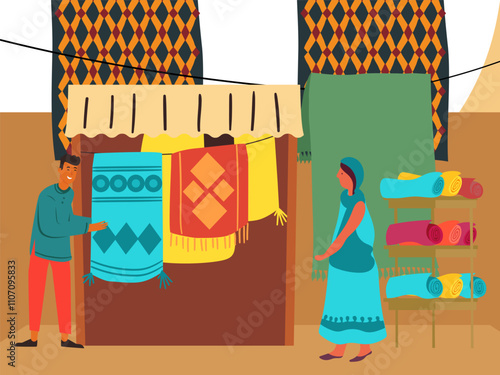 Carpet Stall Concept Illustration Stylish and Beautiful