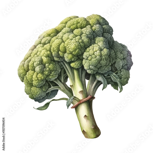Watercolor Broccoli isolated white background