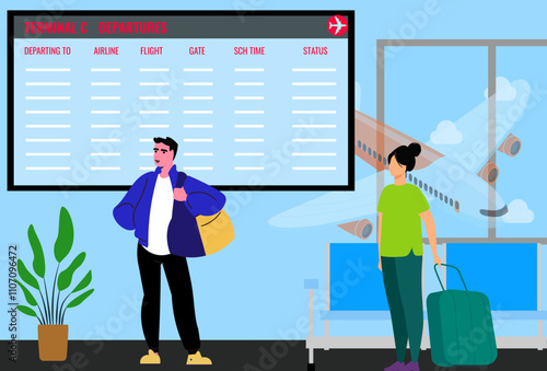 Flight Schedule Concept Illustration Stylish and Beautiful
