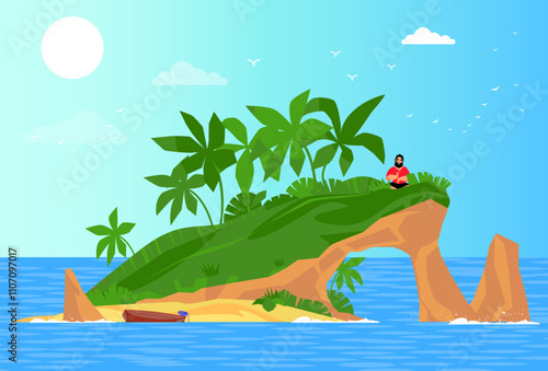 Island Concept Illustration Stylish and Beatiful