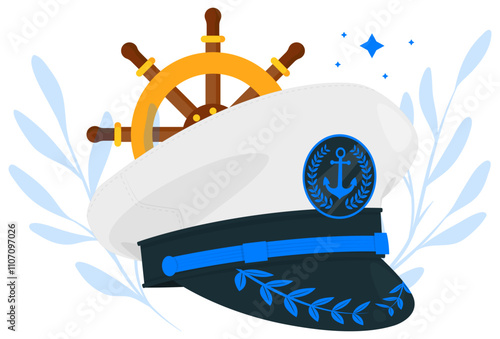 Captain Cap Concept Illustration Stylish and Beatiful