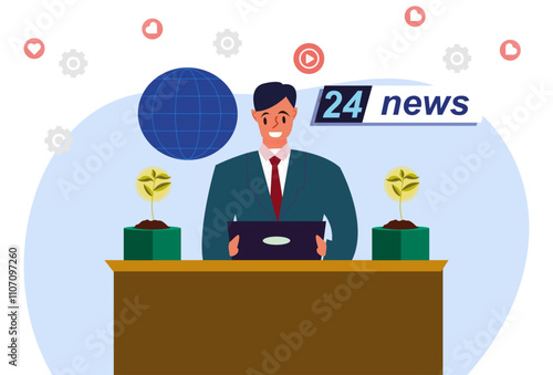 Hours News Concept Illustration Stylish and Beautiful