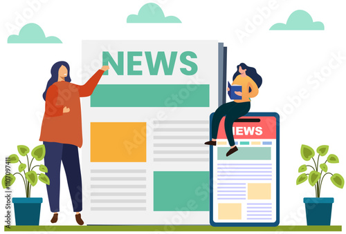 News Column Concept Illustration Stylish and Beautiful