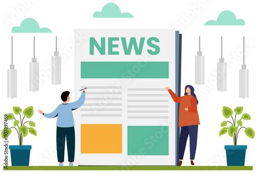 News Editor Concept Illustration Stylish and Beautiful
