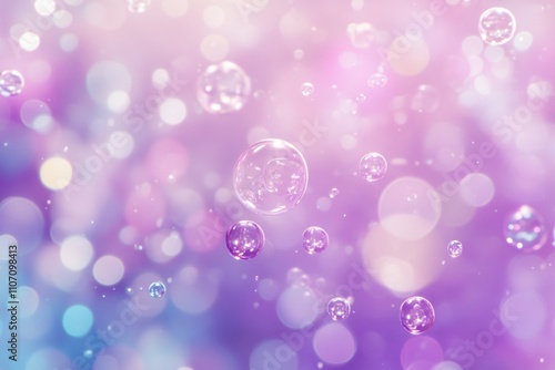 Purple background with many small bubbles floating in the air