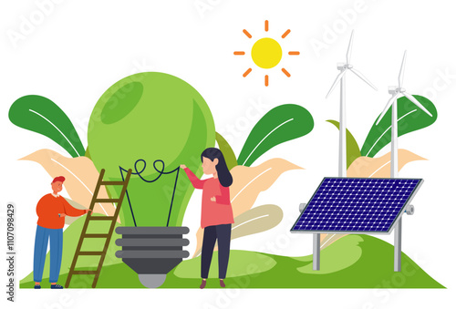 Green Energy Concept Illustration Stylish and Beatiful