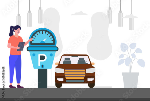 Parking Meter Concept Illustration Stylish and Beatiful