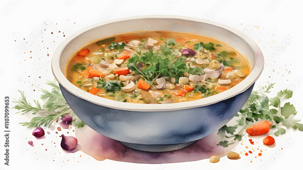 A close-up of a delicious and nutritious vegetable soup. A close-up of a delicious and nutritious vegetable soup.