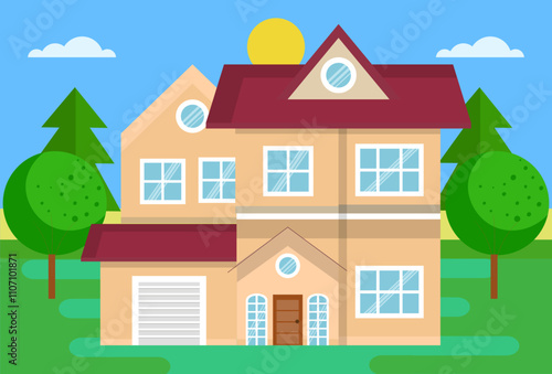 Cottage Concept Illustration Stylish and Beautiful