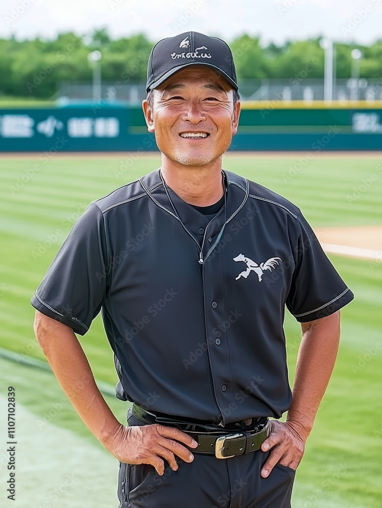野球の監督、コーチと野球場。Generative AI 野球の監督、コーチと野球場。Generative AI