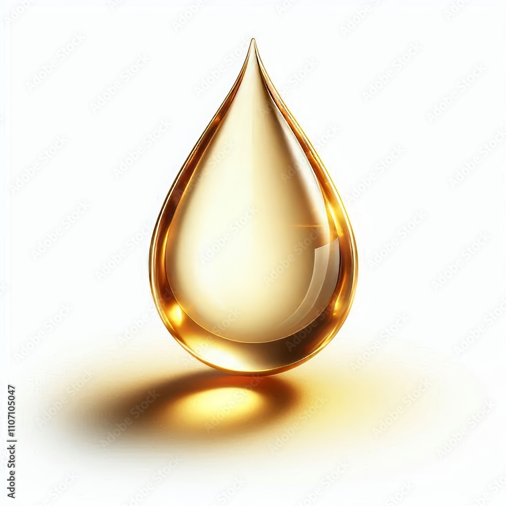 Golden Liquid Droplet Isolated on Clean White Background – Minimalist Macro Photography Golden Liquid Droplet Isolated on Clean White Background – Minimalist Macro Photography