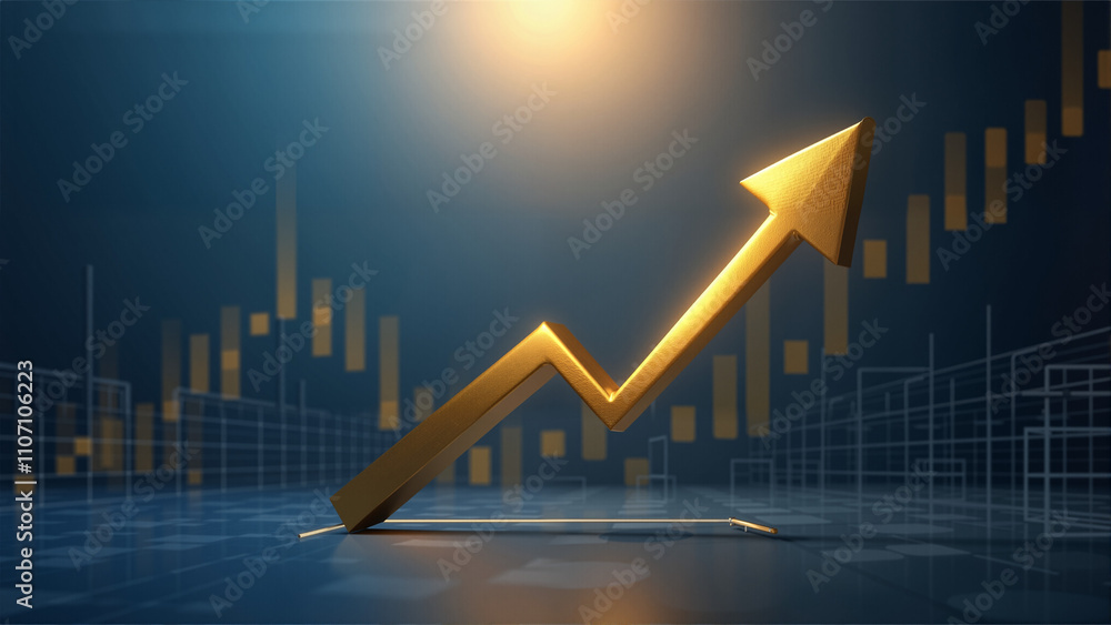 Golden Arrow of Growth, a stunning symbol of success with a 3D metallic shine and financial progress in a modern design
Golden Arrow of Growth, a stunning symbol of success with a 3D metallic shine and financial progress in a modern design