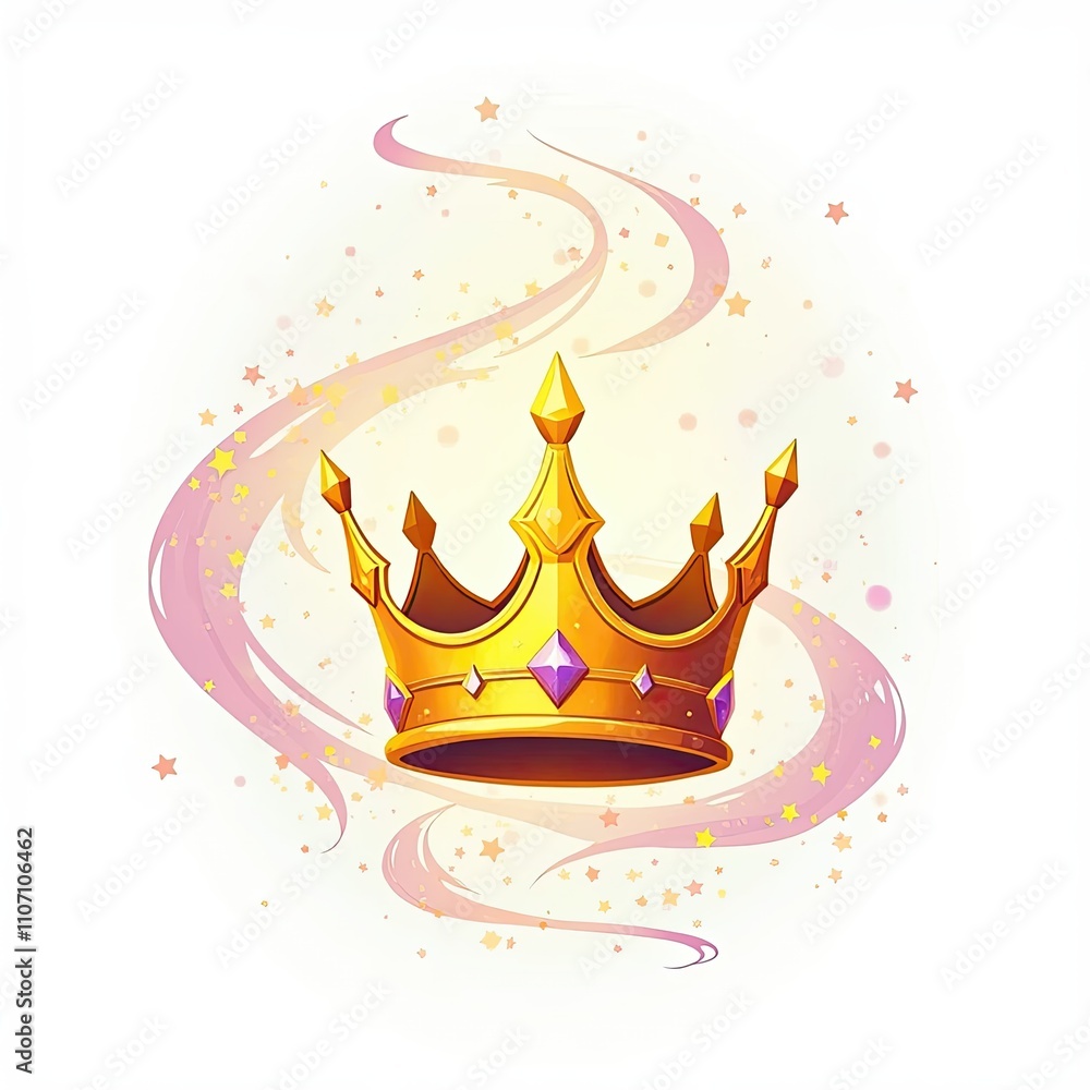 A shiny gold crown with sparkles and swirls, perfect for magical or fairy-tale themed designs. A shiny gold crown with sparkles and swirls, perfect for magical or fairy-tale themed designs.