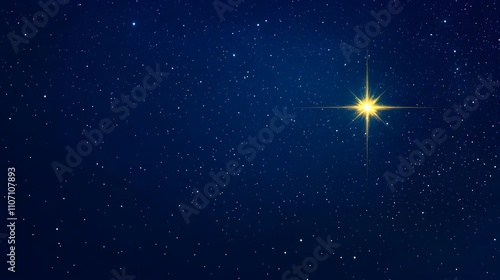  starry night sky with a bright North Star guiding the way, copy space