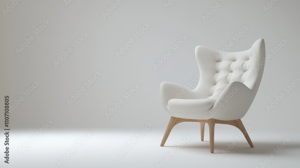 Modern white armchair on light background. Modern white armchair on light background.