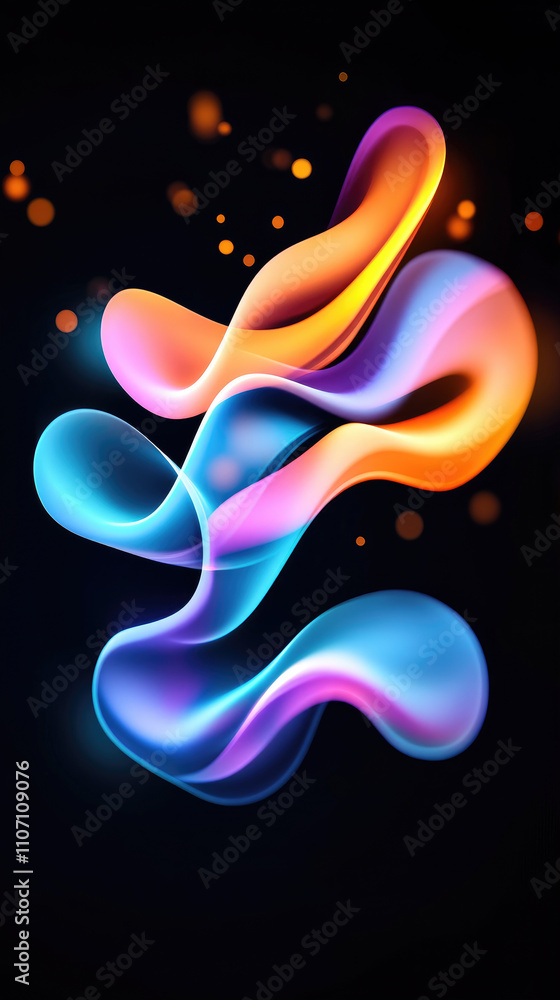 Obraz premium Vibrant neon swirls on a black backdrop