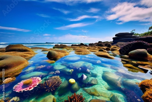 tidal pools shallow rocky pools filled with seawater and teeming photo