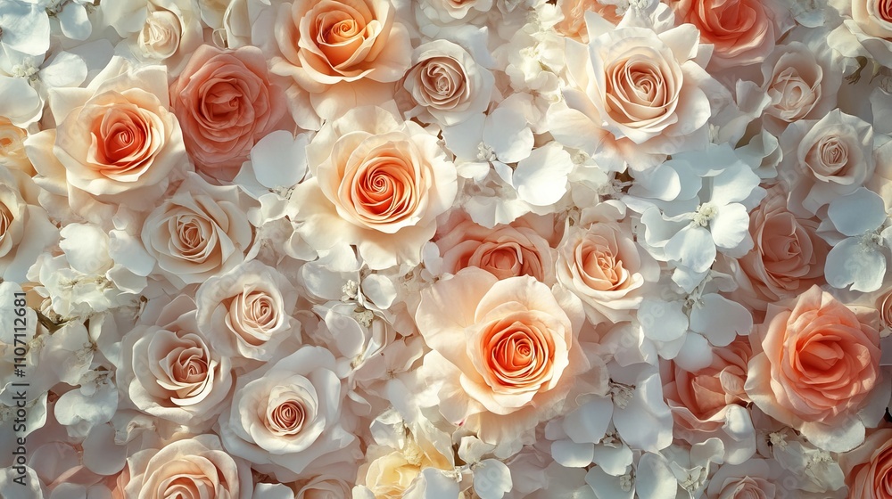 Vibrant floral wall background featuring stunning roses in full bloom, perfect for home decor, interior design, graphic projects, and creative digital creations