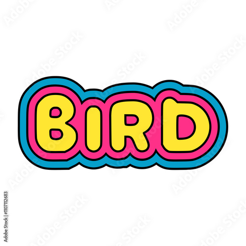 colorful bird animal sticker trendy lifestyle vector illustration template design photo