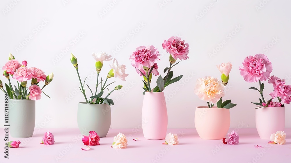 Fototapeta premium Mother's Day Gift Carnations - A Heartfelt and Colorful Floral Tribute. The vibrant carnations symbolize love and appreciation on this special occasion.