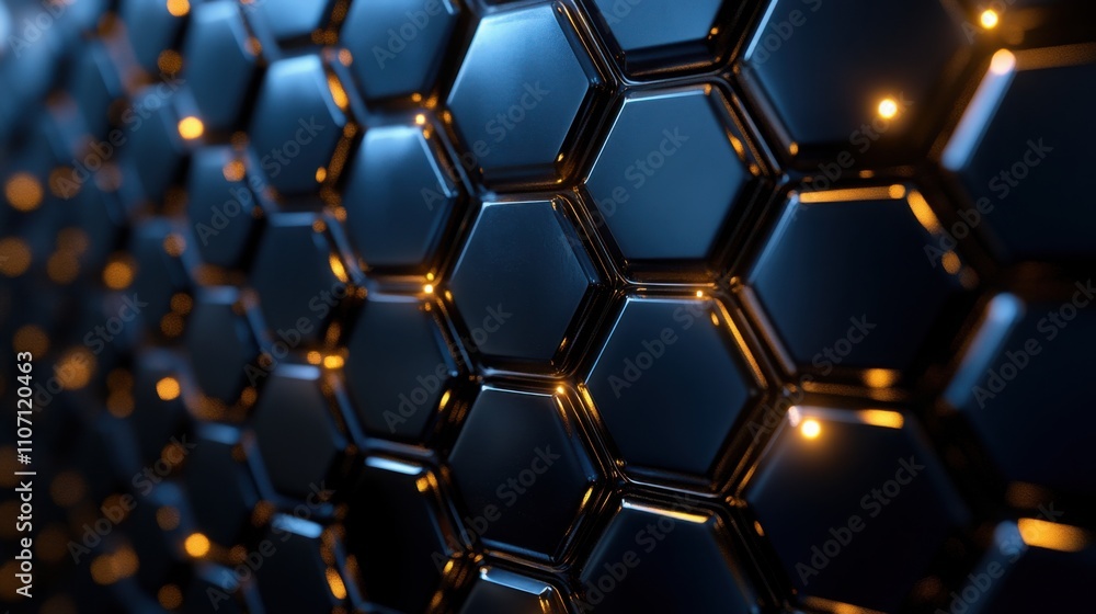 Modern hexagonal metallic pattern with subtle light reflections, ideal for futuristic designs Modern hexagonal metallic pattern with subtle light reflections, ideal for futuristic designs