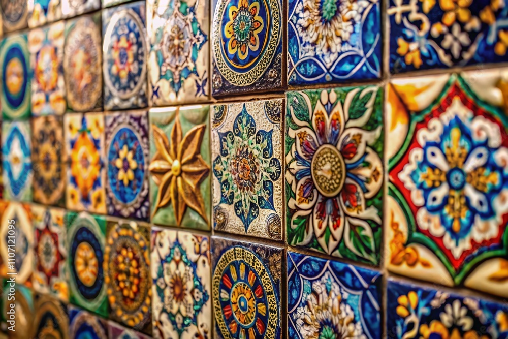Stunning High Depth of Field Image Showcasing an Array of Colorful Ceramic Tiles with Intricate Patterns and Textures, Perfect for Home Decor and Interior Design Inspiration Stunning High Depth of Field Image Showcasing an Array of Colorful Ceramic Tiles with Intricate Patterns and Textures, Perfect for Home Decor and Interior Design Inspiration