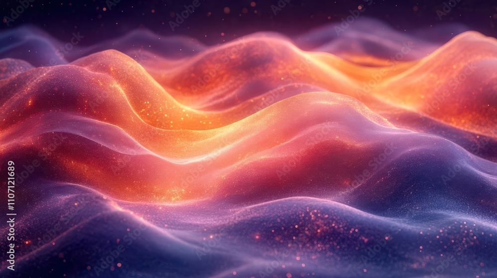 A mesmerizing digital landscape featuring undulating waves of vibrant colors, blending soft gradients of orange, purple, and pink against a dark background. A mesmerizing digital landscape featuring undulating waves of vibrant colors, blending soft gradients of orange, purple, and pink against a dark background.