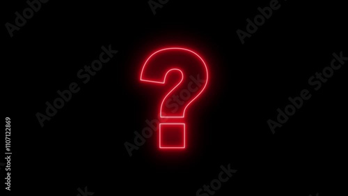 Neon Question mark icon animation. Question concept on black background. Abstract neon question mark icon animation.
