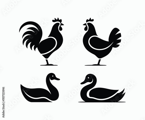 Elegant Poultry Silhouettes Collection for Premium Branding and Logo Design photo