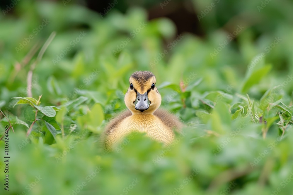 Obraz premium A serene duck rests on lush green grass in a sunlit park, enjoying a quiet, peaceful moment.