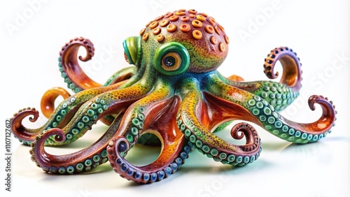 Stunning Octopus Figurine Isolated on White Background, Perfect for Home Decor, Gifts, and Collectibles - High-Quality Product Photography Showcase photo