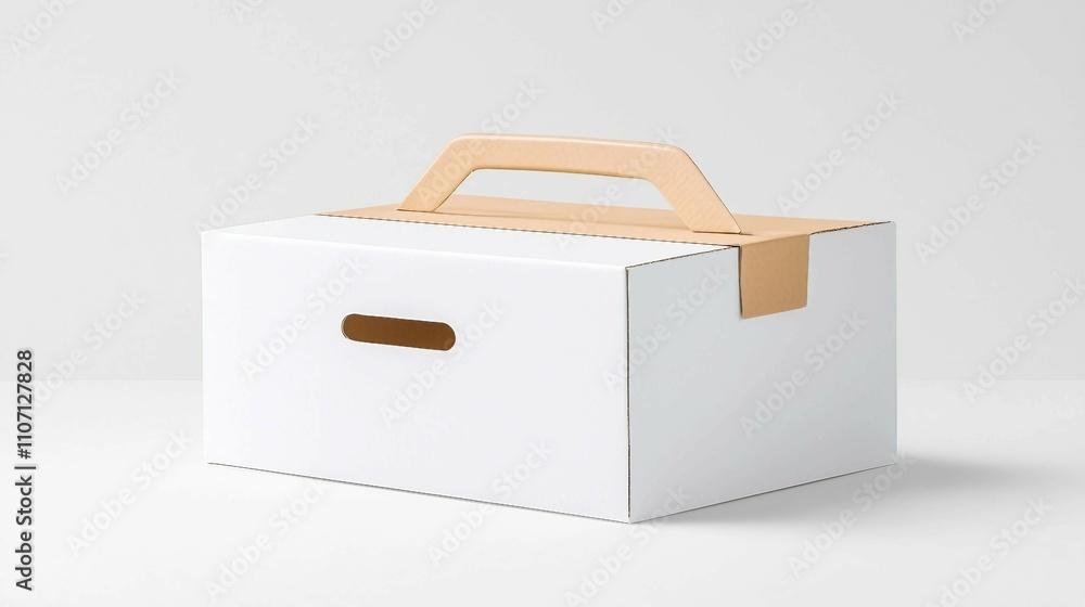 Sleek White Cardboard Box with Handle and Cutout for Storage Sleek White Cardboard Box with Handle and Cutout for Storage