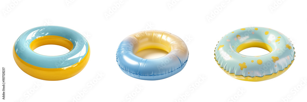 set of a cute inflatable ring isolated on a transparent background