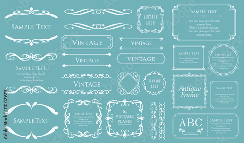 クリスマスモチーフのフレームデザインセット。ゴージャスでエレガントなデザイン素材
