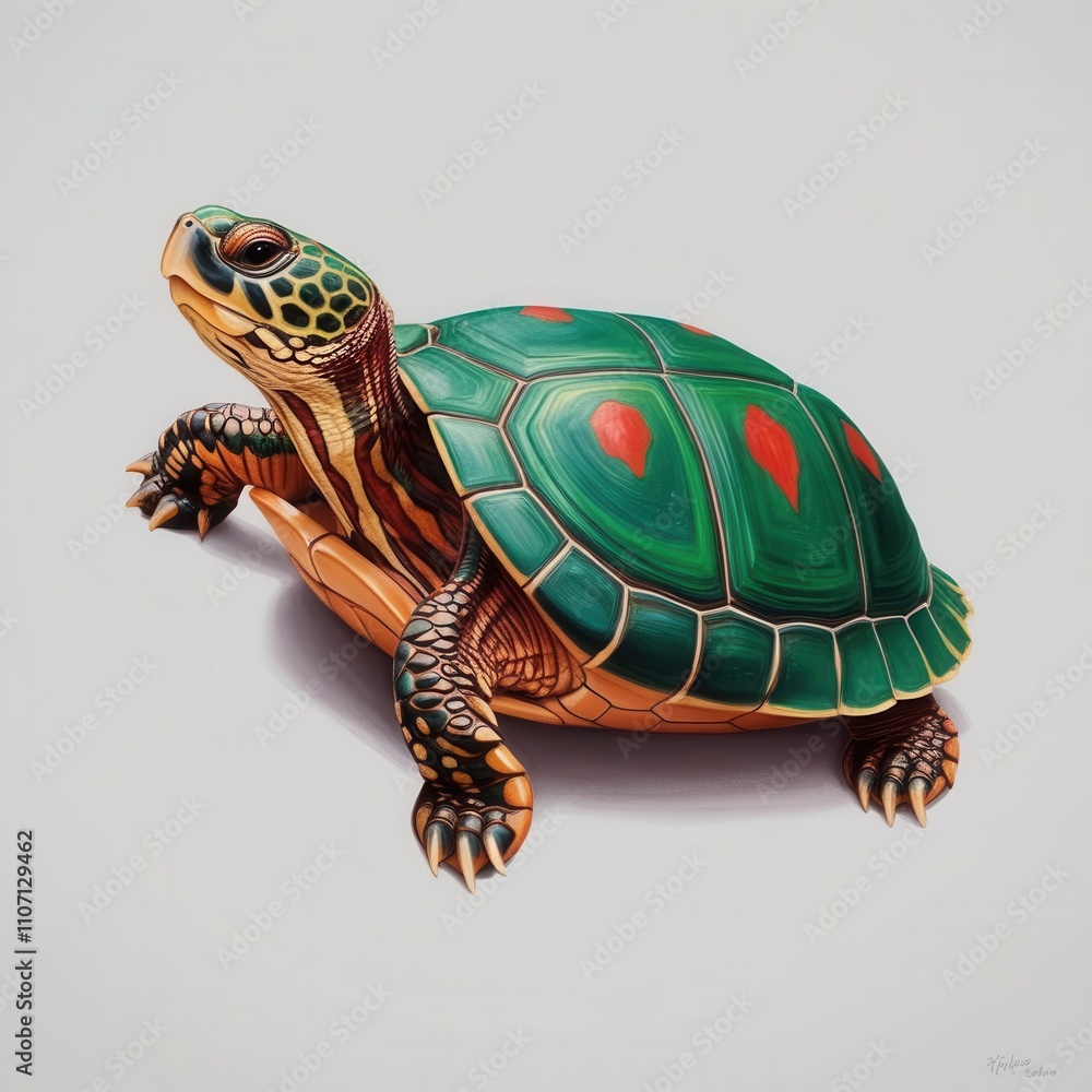 Obraz premium Colorful turtle on a white isolated background.