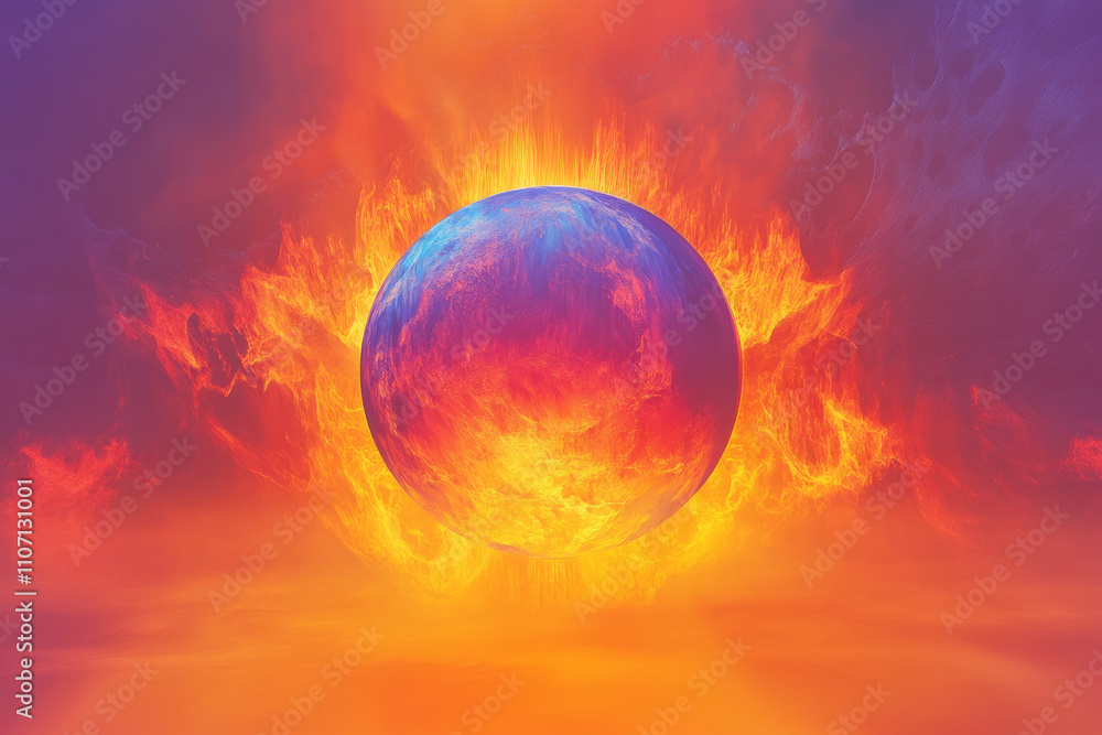 Abstract cosmic glow sphere, radiant orange and blue gradients emanating from a central orb, celestial and vibrant Abstract cosmic glow sphere, radiant orange and blue gradients emanating from a central orb, celestial and vibrant