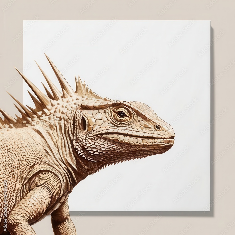 Fototapeta premium Spiny iguana portrait, white isolated background.