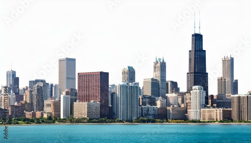 Chicago skyline on isolated white background
