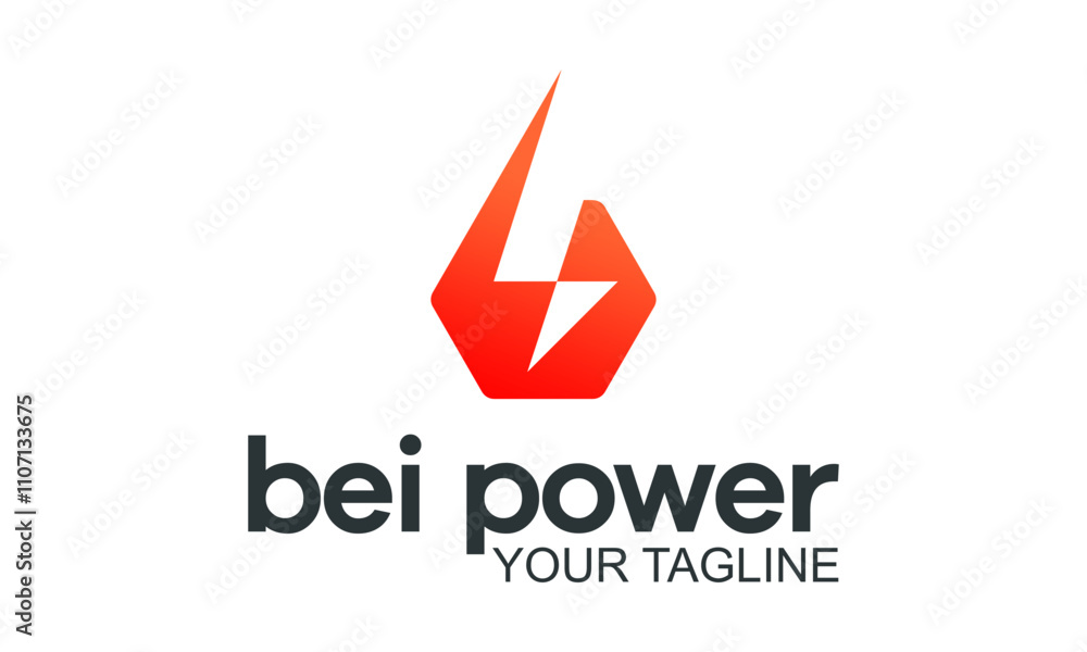 Abstract logo design with lightning bolt inside a hexagon Abstract logo design with lightning bolt inside a hexagon