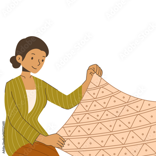 Illustration of a Woman Making Traditional Batik