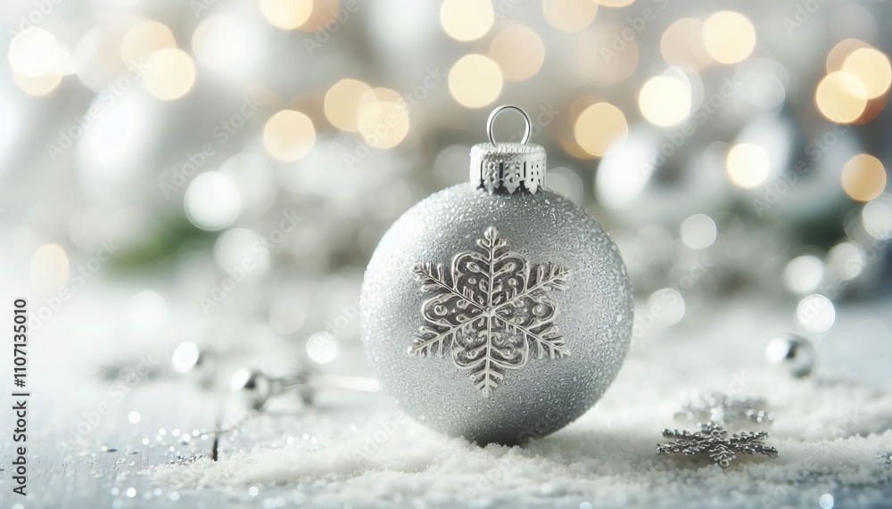 Silver Christmas Ornament - Decorated Christmas Bauble Background with Space for Copy - Christmas Ornament with Christmas Tree - Holiday Diffused Bokeh Wallpaper - Snow, Mistletoe and Presents Silver Christmas Ornament - Decorated Christmas Bauble Background with Space for Copy - Christmas Ornament with Christmas Tree - Holiday Diffused Bokeh Wallpaper - Snow, Mistletoe and Presents