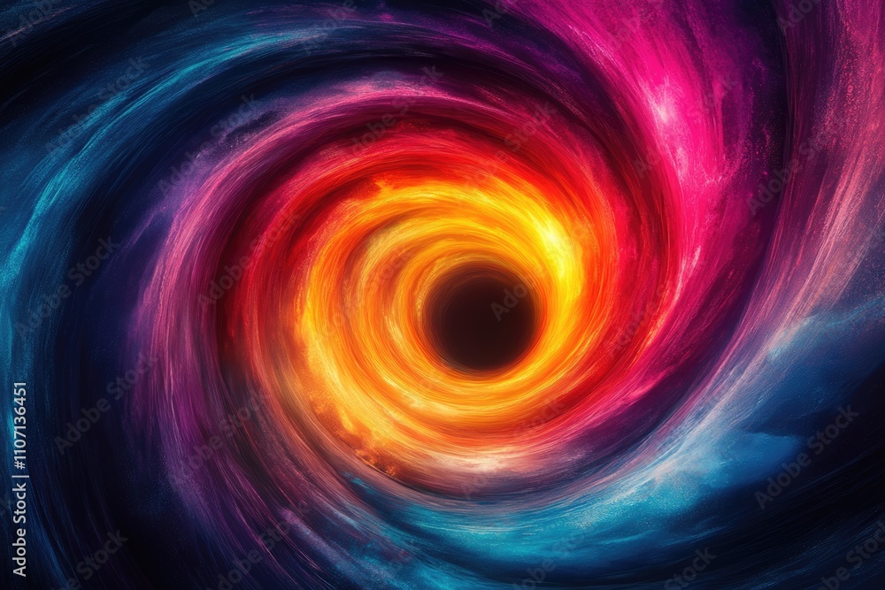 An abstract image of a cosmic vortex filled with vibrant colors - purple, pink, yellow and blue, symbolizing energy and movement An abstract image of a cosmic vortex filled with vibrant colors - purple, pink, yellow and blue, symbolizing energy and movement