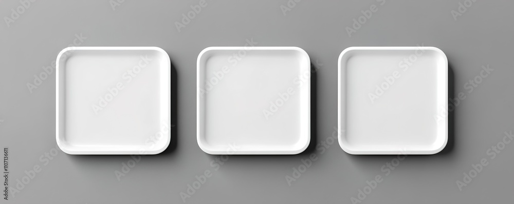 Blank paper sheets, picture canvas, wall displays isolated on gray background. Vector white posters with shadow format mockup. Plastic banners, labels set.new Blank paper sheets, picture canvas, wall displays isolated on gray background. Vector white posters with shadow format mockup. Plastic banners, labels set.new