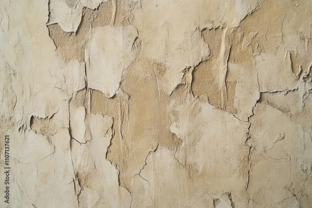 Naklejka premium Textured dry earth, cracked beige and brown surface with deep natural fissures, rustic and detailed