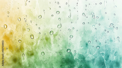 serene watercolor illustration of raindrops on colorful background