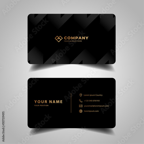 Black and gold business card elegant design vector template